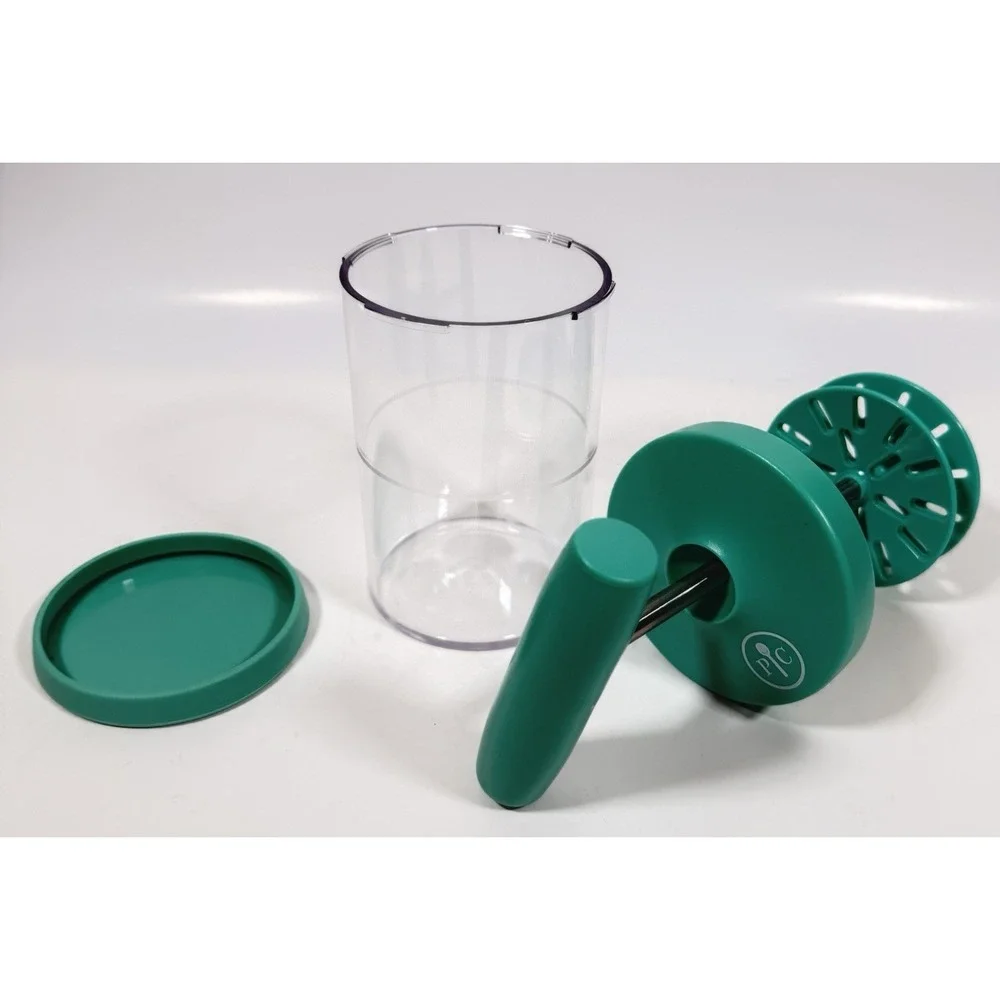 Pampered Chef Whipped Cream Maker Milk Frother Teal Green Manual Pump 2610
